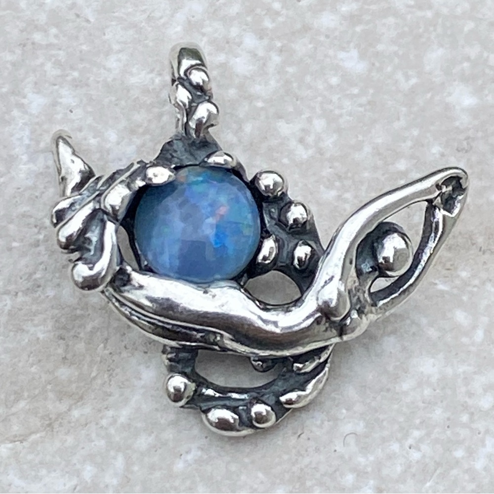 Wave Dancer Pendant .925 Sterling Silver w/ genuine Opal Triplet USA Sea Goddess